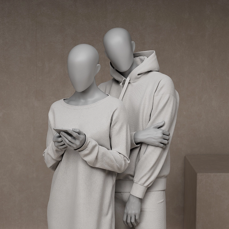abstract dressed pair of female and male mannequins from the untitled collection